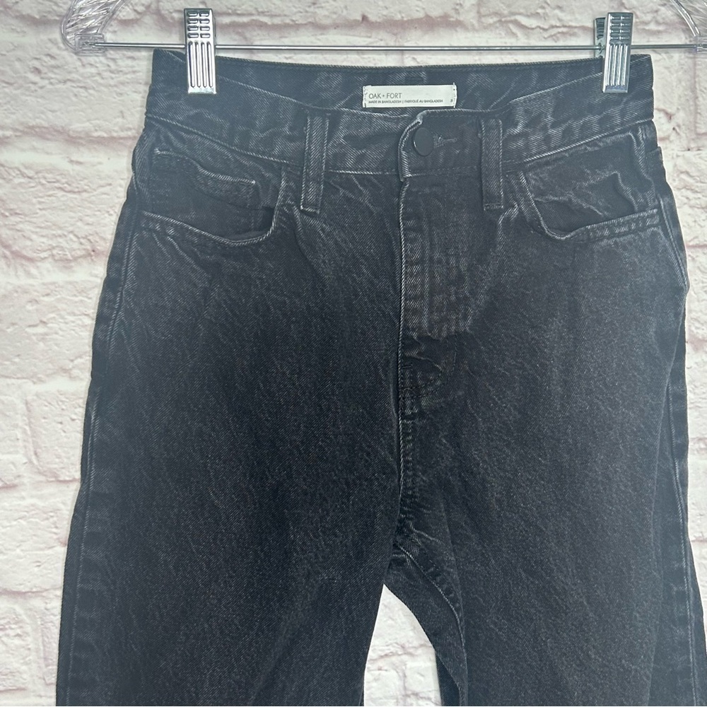 OAK + FORT High Rise Black Wash Straight Leg Jeans - Picture 7 of 15